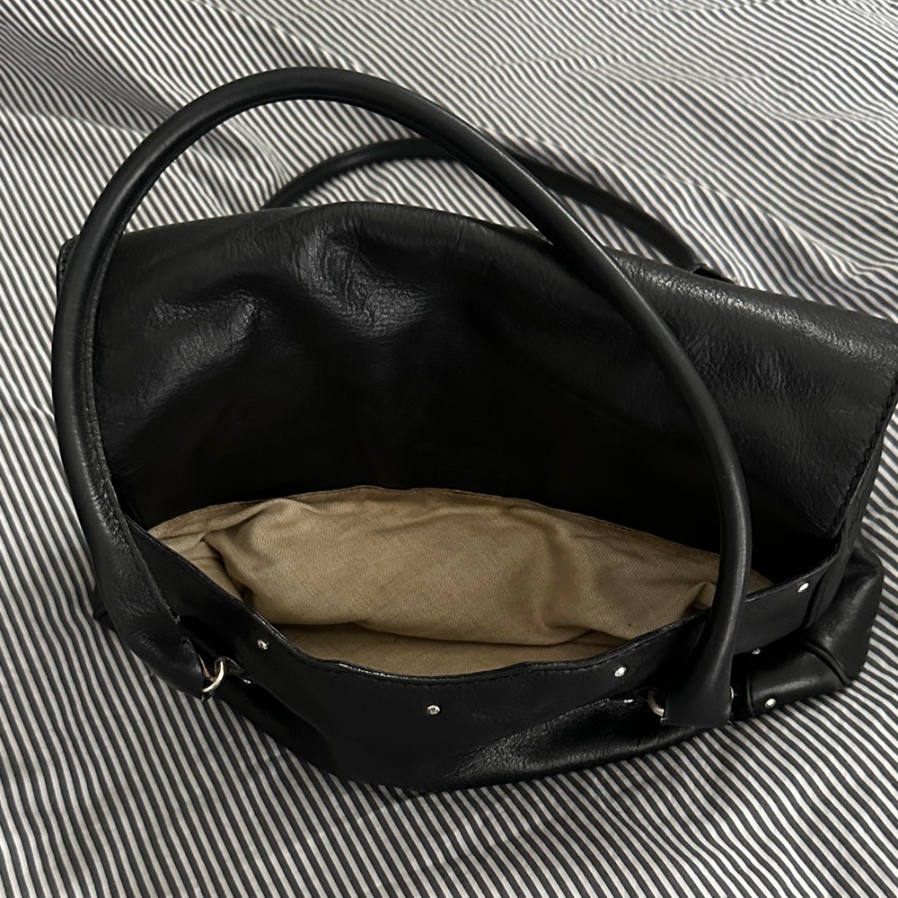 Michael Kors Black Leather Satchel with Silver Accents - Picture 5 of 16